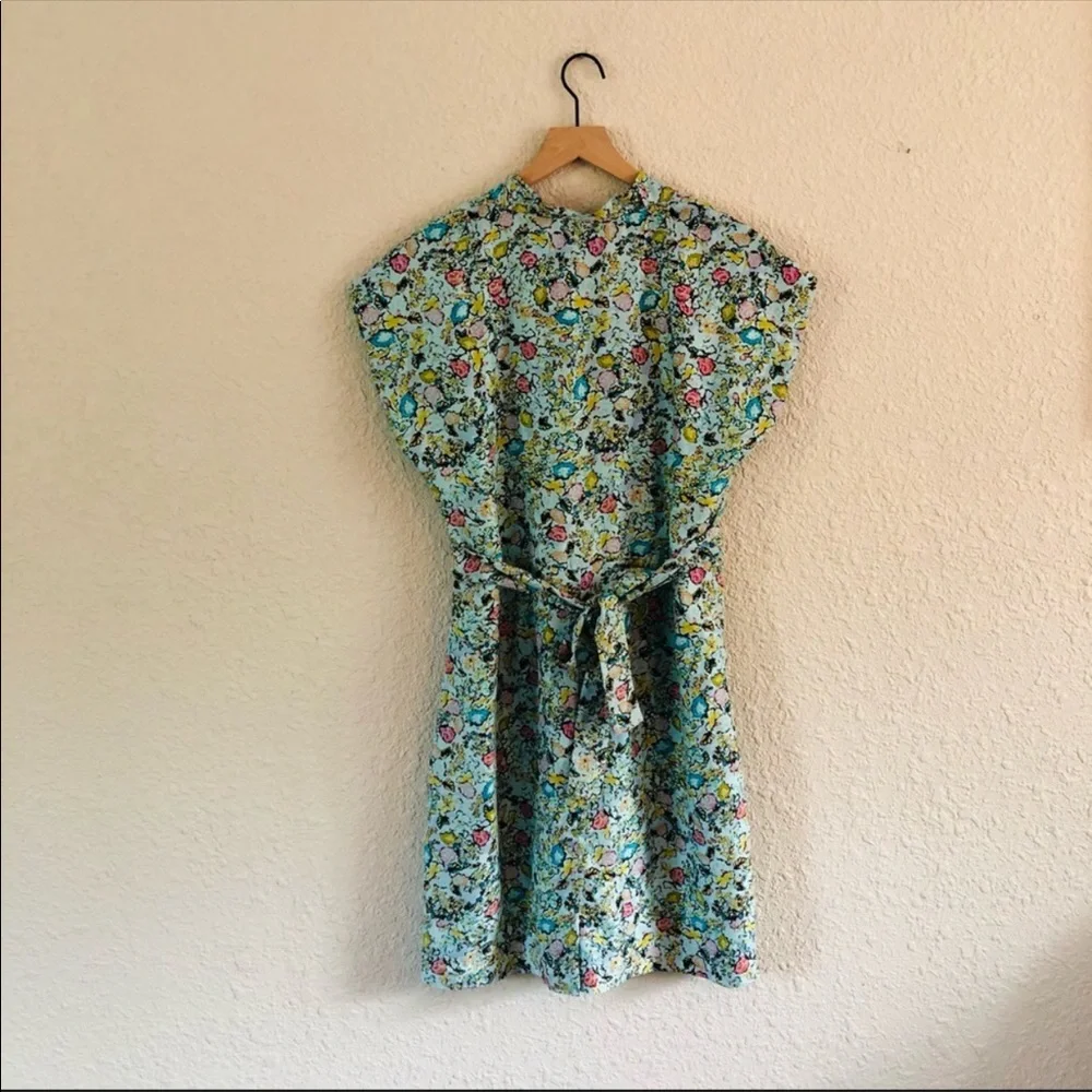 Sundance silk light blue floral tie waist dress size 14 - Picture 3 of 14